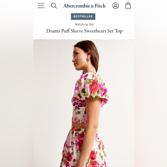 Abercrombie & Fitch Drama Puff Sleeve Sweetheart Set Top - Picture 4 of 8